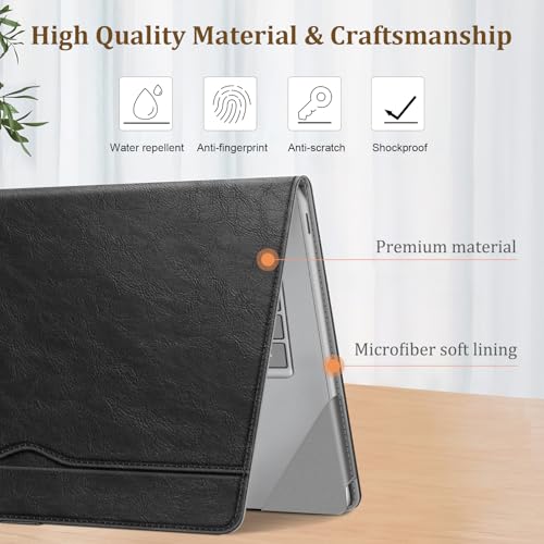 Fintie Sleeve Case for 15 Inch Microsoft Surface Laptop 6/5/4/3 (Model: 1872/1873/1953/1979), Premium PU Leather Protective Folio Book Cover with Large Pocket, Black - color: Black