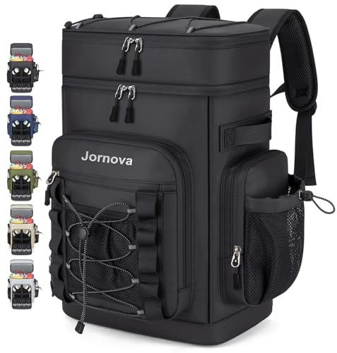 Insulated Cooler Backpack, 35L Leakproof Backpack with Double Compartments for Men & Women, Large Lunch Cooler for Camping, Beach, Travel, Picnic, Up to 48 Cans - color: Black