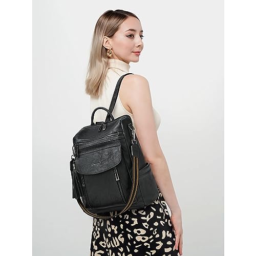 Shrrie Backpack Purse for Women Fashion Leather Backpack Purse Designer Travel Backpack Convertible Shoulder Bag with Wristlet - color: 2-2 Two-tone Black