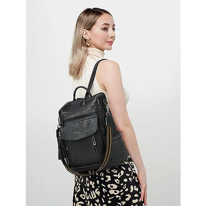 Shrrie Backpack Purse for Women Fashion Leather Backpack Purse Designer Travel Backpack Convertible Shoulder Bag with Wristlet - color: 2-2 Two-tone Black
