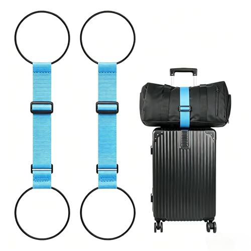 BILIONE Add a Bag Luggage Straps 2 Pack, Adjustable Bungee Elastic Belt to Connect Two Suitcases, Secure Carry On & Travel Essentials (Blue, 2 Pack) - color: Blue, size: 2 Pack