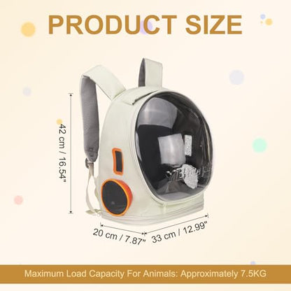 Pet Backpack Carrier, Portable and Ventilated, Oxford Cloth, Dog Cat Travel Bag with Transparent Cover 12.99", (Beige, 1 Pcs), Intended for Hiking/Camping/Traveling - color: Beige