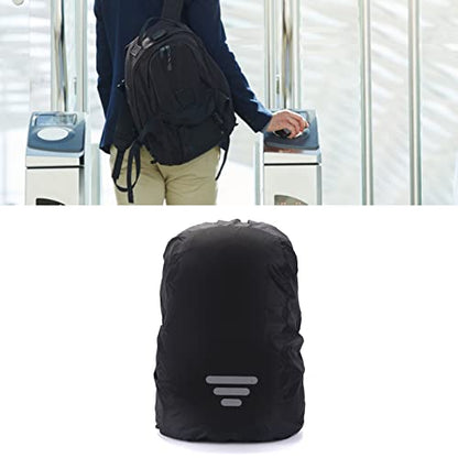Black Reflective Oxford Cloth Backpack Rain Cover Lightweight for Hiking Fishing Traveling (XL (For 60-70L))