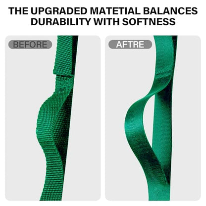 Yoga Stretch Strap – Multi-Loop Elastic Resistance Band for Exercise, Stretching, and Physical Therapy - color: green