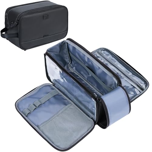 ZEEMO Travel Toiletry Bag for Men, Medium Water-Resistant Double-Sided Full-Open Dopp Kit, Versatile Organizer for Shower and Hygiene Accessories, Bathroom Essentials, Cosmetics, Large, Black - color: Black, size: Large