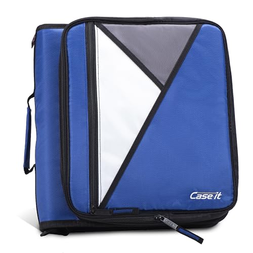 Case-it The Universal Zipper Binder - 2 Inch O-Rings Padded Pocket That Holds up to 13 Laptop/Tablet Multiple Pockets 400 Page Capacity Comes with Shoulder Strap Midnight Blue LT-007 - color: B Midnight Blue, size: 1 Pack
