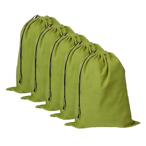 5 Pack Shoe Bags for Travel, Washable Dust Bags for Storage & Packing 17.7" x 13.8" Dustproof Flannel with Drawstring Closure for Boots Handbags Shoes & Toys - color: Green