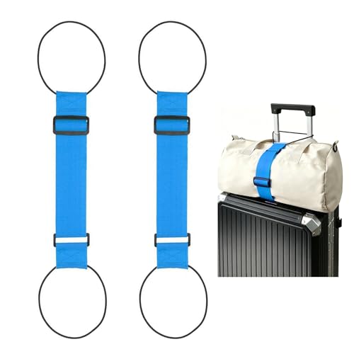 Multi Use Strong Adjustable Luggage Connector Straps for Suitcases,2 Pack Flexible Luggage Accessories Elastic Fastening Bag Strap (Blue) - color: Blue