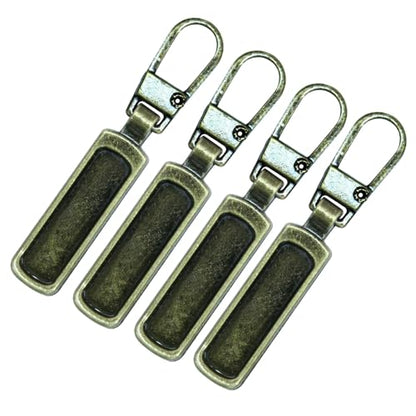 Auvotuis 4Pcs Zipper Pull Replacement for Small Holes, Detachable Tiny Zipper Replacement Slider, Spare Zipper Pulls for Luggage/Jackets/Backpacks/Boots/Purses (Bronze) - style: Bronze