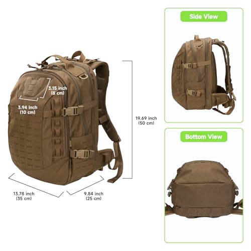 EXCELLENT ELITE SPANKER 43L Tactical Military Backpack for Men and Women Large Rucksack Assault Pack Bag for Outdoor Camping, Hiking,Travel Backpacking(Coyote Brown) - color: Coyote Brown