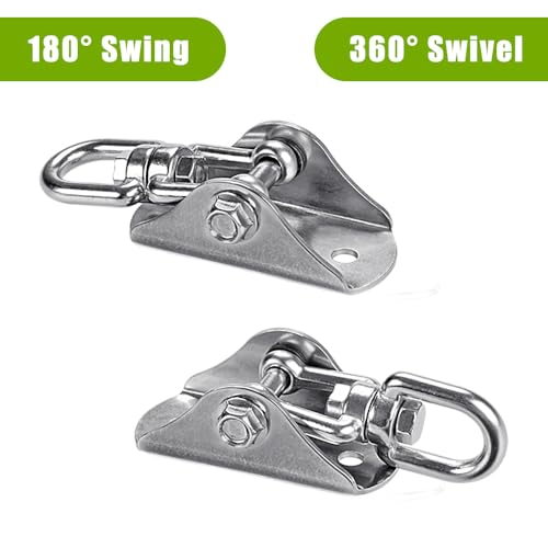 SELEWARE Stainless Steel Swing Hangers Heavy Duty Ceiling Swing Mounts Free Swivel Swing Hooks Swing Hardware Kits for Yoga Swing Hammock Chair Porch Swing Sets Heavy Bag 1000 LB Capacity Each 2 Pack - color: Silver2 - 360° Swing Hanger ( 2 Pack )