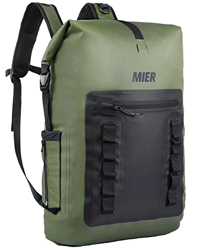 MIER Dry Bag Waterproof Backpack 30L Dry Sack Heavy Duty Roll-Top Closure for Kayaking, Beach, Boating, Swimming, Surfing - color: Army Green/Black