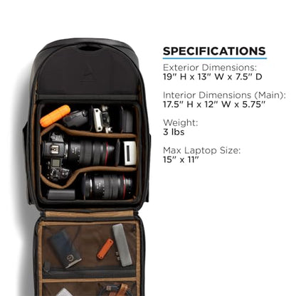 NOMATIC Peter Mckinnon Camera Pack 25L, Ladder & Divider - DSLR Camera Backpack for Men And Women, Extra Large Photography Bag, Travel Camera Backpack, Weekend Bag - style: Backpack, Ladder & Divider
