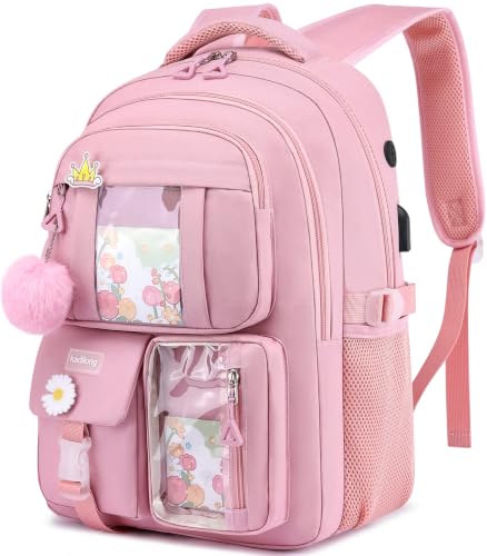 School Backpacks for Teen Girls Women Bookbag for Middle High School Students,Laptop Bag Back Pack School Bag for College(Pink) - color: Pink, size: 15,6 inch