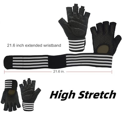 Weightlifting Gloves Padded Workout Gloves with Wrist Wrap Support Gym Gloves for Men Women Gym Exercise Fitness Training Lifting Dumbbell - size: Medium