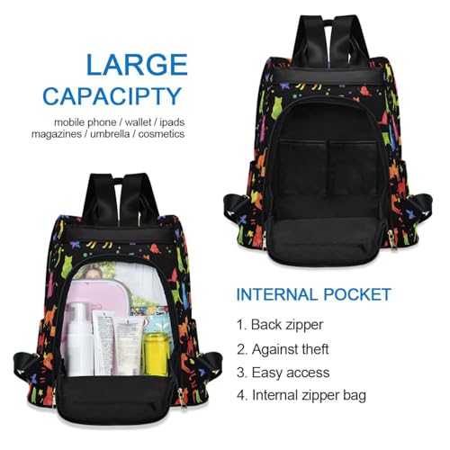 MNSRUU Women Backpack Purse Witchcraft Black Cats Backpack for Women Anti-theft Shoulder Bag Carry On Backpack Lightweight Rucksack Fashion Travel Ladies Bags - color: Cat 14