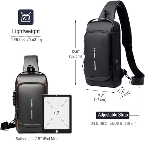 Waterproof Polyester Slim Unisex Crossbody Sling Bag Chest Backpack Men's Shoulder Bag, Leisure Travel Handbag, Hard Shell Anti-Theft Chest Bag, Fashion Bag - Black & Golden, Standard - color: Fashion Bag - Black & Golden