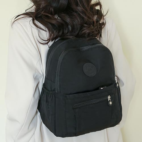 Simple Casual Solid Color Lightweight College Work Backpack Anti Theft Travel Backpack Daypack for Women (Black) - color: Black