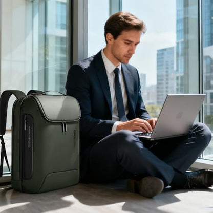 BANGE Travel Laptop Backpack, Anti-Theft Bag with USB Charging Port and TSA Lock, Waterproof Business Computer Backpack Fits 17.3 Inch Notebook - color: Green, size: lock and usb