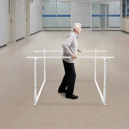 Physical Therapy Parallel Bars - 7FT/213cm Walking Assist Bars with Adjustable Height and Width, Home Gym Parallel Bars Workout Dip Stnads for Strength Training Fitness - color: White