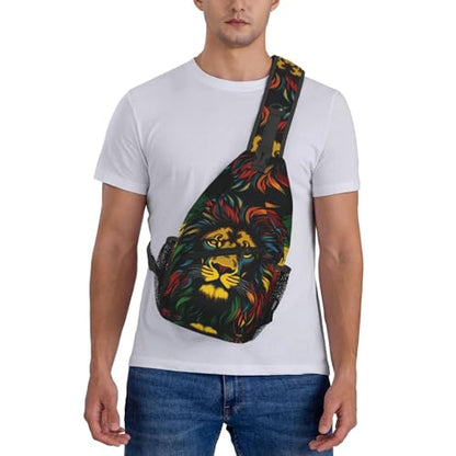 Jamaica Reggae Music Lion Outdoor Crossbody Shoulder Bag For Unisex Young Adult Hiking Bicycling - color: 1