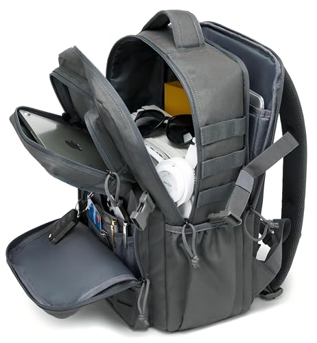 Wotony Military Tactical Backpack for Men Waterproof Daypack 3 Day Assault Pack Laser-Cut MOLLE Webbing Design with Water Bottle Holder Black Small Tactical Assault Bag (dark gray, 30L) - color: Dark Gray, size: 30L