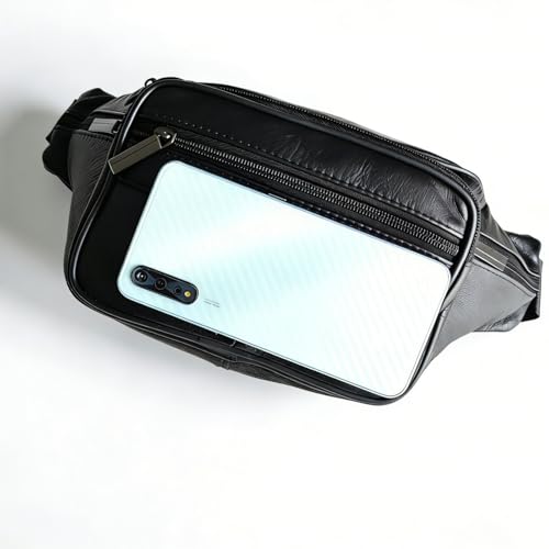 large 6 Pockets Leather Fanny Pack Travel Waist packs Waist Pack Suitable for Outdoor Mountaineering Travel Camping Cycling Running etc Fanny packs (Black) - color: Black 2025 model