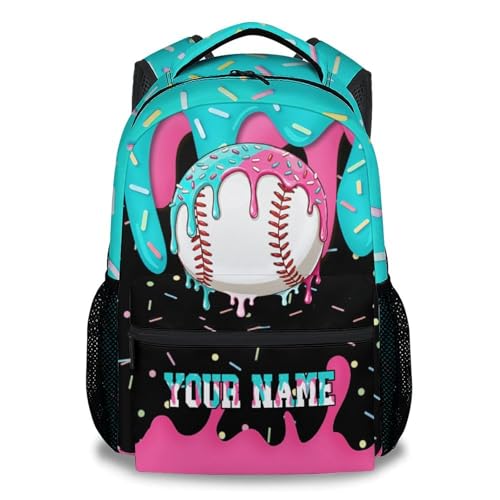 Personalized Kids Backpacks - Custom Baseball Backpack for Boys Kids Sports School Bookbag Youth Player Gift 17" Drip Design Girls Schoolbag for Kindergarten Elementary Primary - color: White