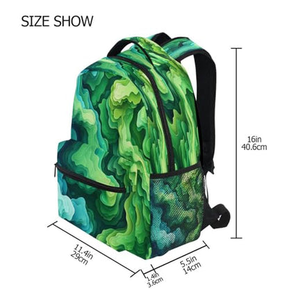 Backpacks for Teens Boys Girls Waterproof Stylish Travel Bags with Chest Strap for Travel Trip Spinach Landscape Style - color: Multicolor04