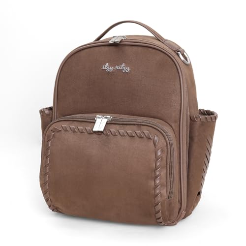 Itzy Ritzy Mini Diaper Bag Backpack – Chic, Compact Mini Plus Backpack with Changing Pad, 10 Pockets (6 Internal, 4 External), Grab-Top Handle & Rubber Feet (Aspen) - color: Aspen