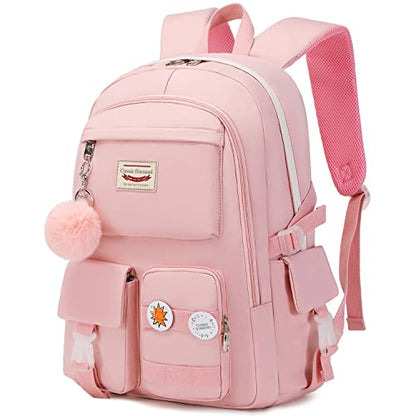 Classic Diamond School Backpack for Girls Laptop Backpack Cute Bookbag Kawaii College Backpack School Backpacks for Teens Girls Student (Pink) - color: Pink