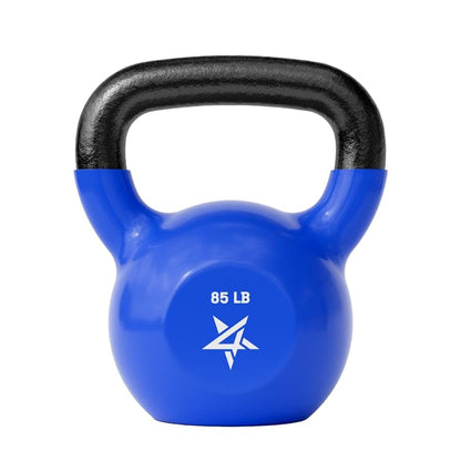 Yes4All Kettlebell, 5-100 LB Vinyl Coated Cast Iron Strength Training Kettlebells for Home Gym Exercises, Fitness, Full Body Workout Equipment, Push Ups, and Grip Strength - color: R. 85LB - Dark Blue, style: Vinyl Coated