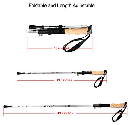 A ALAFEN Aluminum Collapsible Ultralight Travel Trekking Hiking Pole for Men and Women (Fits 5'3" - 6'2") - color: Silver