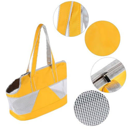 Pet Dog Purse Carrier Breathable Mesh Pets Puppy Cat Travel Outing Tote Bag Portable Cat Sling Carrier Transporter Tote Handbag Lightweight Dog Carrier Shoulder Bag with Thicken Bags Base - color: yellow