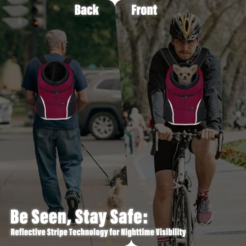 YUDODO 4-8lbs Dog Front Carrier Backpack, Adjustable Breathable Pet Carrier for Small Dogs, Ventilated Puppy Back Pack with Safety Belt, Lightweight Doggy Backpack for Hiking Outdoor (Rose, M) - color: Rose