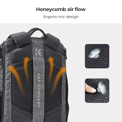 K&F CONCEPT DSLR/SLR Photography Waterproof Camera Bag with 15.6 inch Laptop Compartment Tripod Holder Raincover Camera Backpack - color: 03-black