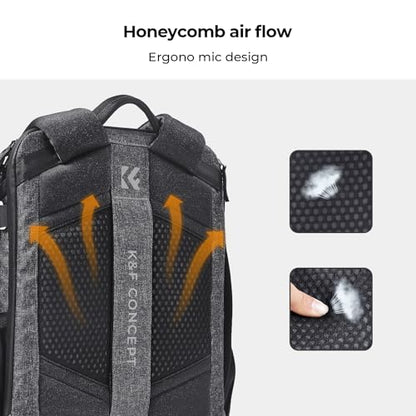 K&F CONCEPT DSLR/SLR Photography Waterproof Camera Bag with 15.6 inch Laptop Compartment Tripod Holder Raincover Camera Backpack - color: 03-black