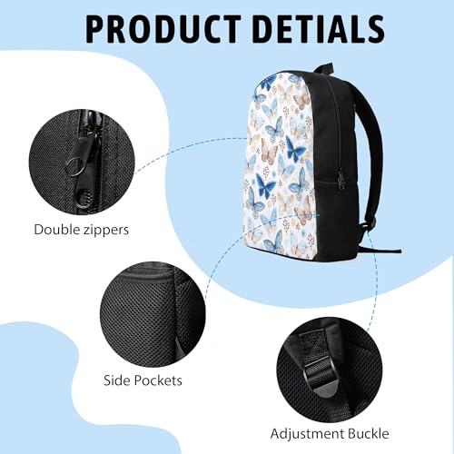 3PCS Butterfly Backpack for Boys Girls Teens, School Backpack with Lunch Box Pencil Case for Elementary Middle High Students, 17 Inch Lightweight Bookpack 3 in 1 Set Back to Shool Gifts for Kids - color: Butterfly