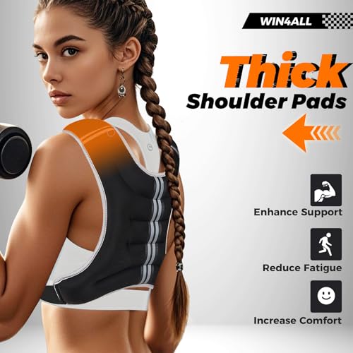WIN4ALL Weighted Vest Woman, 6lb/8lb/12lb/16lb/20lb, Adjustable Women Weighted Vest for Walking, Strength Training, Running, Fitness, Muscle Building, Black - color: Black, size: 12 LBS