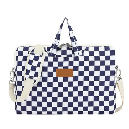 canvaslife Waterproof Pattern Resistant Laptop Shoulder Messenger Bag for Pro 16 inch and 15.6 inch-16 inch Laptop (Deep blue Checker) - color: Deep Blue Checker