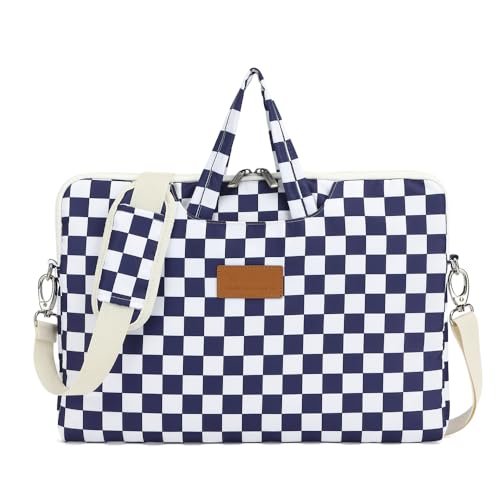 canvaslife Waterproof Pattern Resistant Laptop Shoulder Messenger Bag for Pro 16 inch and 15.6 inch-16 inch Laptop (Deep blue Checker) - color: Deep Blue Checker