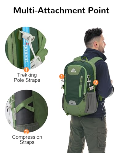 20L Small Reflective Hiking Backpack with Padded Straps for Men Women, Lightweight Travel Daypack, Green - color: Dark Green