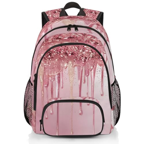 (No Glitter Laptop Backpack for Women Men, 18.3 Inch Travel Work Backpacks, Pink Waterproof Computer Casual Daypack Nurse Teacher Bags - color: Multicolor 8