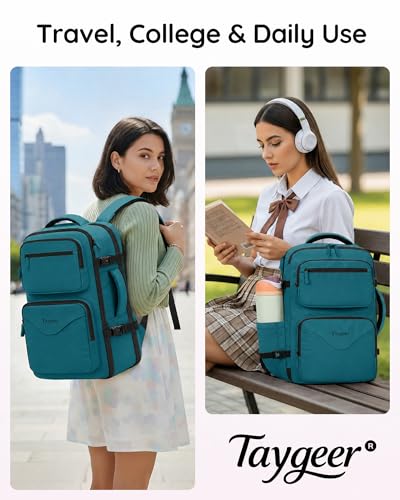 Taygeer Travel Personal Item Bag 18 x 14 x 8 Inches, Under Seat Carry on Backpack for Women with Water Bottle Pocket, Shoe Pouch and TSA Approved Laptop Compartment Fits 15.6 Inch Laptop, Peacock Blue - color: Peacockblue