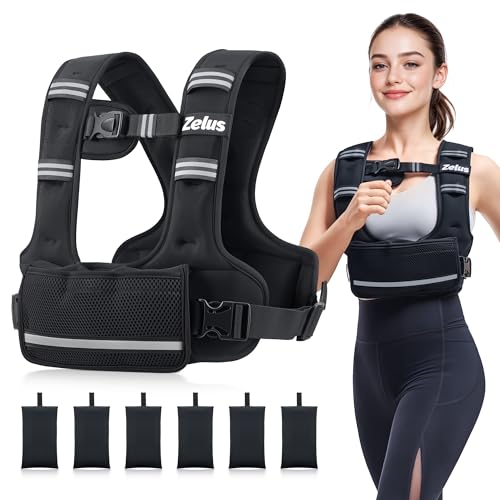 ZELUS Adjustable Weighted Vest for Women, Curve-Fit Ergonomic Workout Vest with 6 Removable Iron Sand Bags for Walking, Cardio & Strength Training, Available in 4–10 lb, 11–20 lb & 20–32 lb Options - size: 4-10LB
