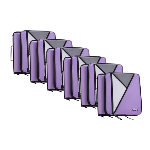Case-it Universal Zipper Binder | 2-Inch O-Rings, 13-Inch Laptop/Tablet Padded Pocket, 400 Sheet Capacity, Multiple Storage Pockets & Shoulder Strap | School & Office Organizer | LT-007 Lavender - color: Lavender, size: 6 Pack