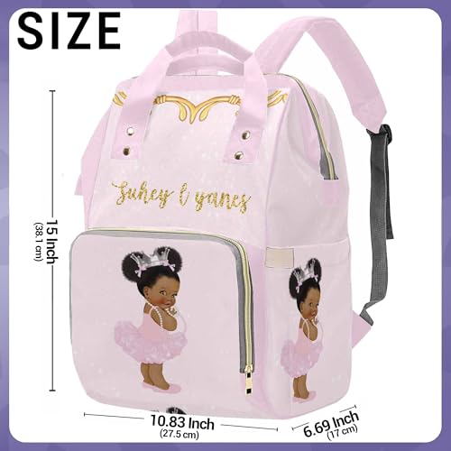 Personalized Afro Princess Diaper Bag Backpack for Mom Custom Name Nappy Bag Casual Travel Daypack Customized Newborn Gift Pink - color: 230112-11