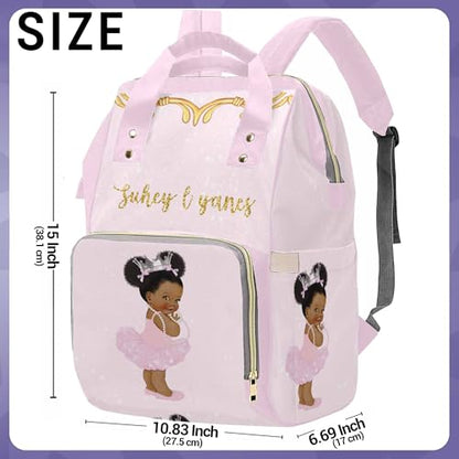 Personalized Afro Princess Diaper Bag Backpack for Mom Custom Name Nappy Bag Casual Travel Daypack Customized Newborn Gift Pink - color: 230112-11