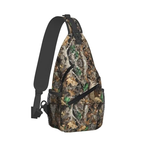 Camouflage Leaves And Deer Outdoor Crossbody Shoulder Bag For Unisex Young Adult Hiking Bicycling - color: Yellow2