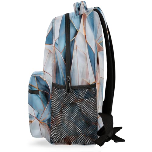 Large Backpack with 15.6 Inch Laptop Compartment, Abstract Blue Pink Marble Geo Adult Backpack for Work, Travel & School College Boys Girls - color: Abstract Blue Pink Marble Geo